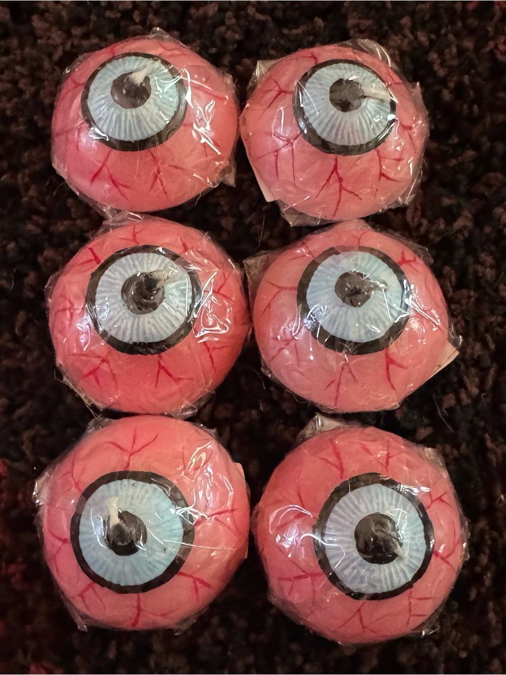 👀🎃 Set of 6 Halloween Eyeball Candles – Spooky Party Decor 🎃👀